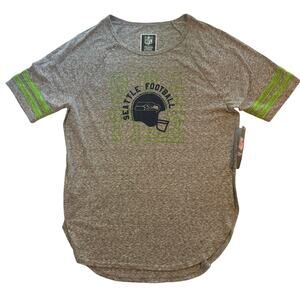 Seattle Seahawks NFL Team Apparel Women’s L Gray Tee Retro Helmet Graphic